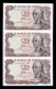 España Spain Trío Correlativo 100 Pesetas M. Falla 1970 Pick 152r Serie 9C Reposición Sc- AUnc - 100 Pesetas