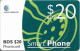 Barbados - C&W (Chip) - Green Smart Phone (With Message ''Inside This Side Up''), Gem5 Black, 2000, 20Bds$, Used - Barbados