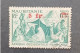 COLONIE FRANCE MAURITANIE 1944 NOMADES CAT YVERT N 135 VARIETY OVERPRINT TRIPLE STRETCH TO THE RIGHT - Oblitérés