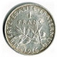 FRANCE / 1 FRANC / SEMEUSE De O. ROTY / 1916  / ARGENT / 4.96 G - 20 Francs