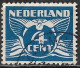 Blauwe Kras Door De Vleugel Onder De 1e D Van NeDerland In 1924-1925 Vliegende Duif 4 Cent Blauw Zonder WM NVPH 148 - Variedades Y Curiosidades