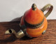 Théière Miniature Jade Orange Et Métal - Theepot