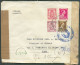 N°423-428-479-570 Obl; Sc LEUVEN Sur Lettre D'Héverlée Le 13-2-1942 Vers ROme + Bande Et Cachet De Censure Et Dc Bleu CE - Storia Postale