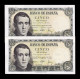 España Spain Pareja Correlativa 5 Pesetas Jaime Balmes 1951 Pick 140 Serie 1B Sc Unc - 5 Pesetas