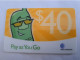 ST VINCENT & GRENADINES   $40,-  PAY AS YOU GO   Prepaid  THICK CARD    Fine Used Card  ** 14289** - St. Vincent & The Grenadines