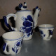 Delcampe - GZHEL. The USSR. Set. TEAPOT. TWO CUPS. COCKEREL. - 6-27-i - Teapots