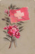 Drapeaux Suisse Schweizer Fahnen Fleurs Blumen 1916 Guerre 1914-18 Partiotique Partiotisch - Autres & Non Classés