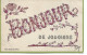 CP Bonjour De Jodoigne Avec éléments Bleu En Relief Sur Les Caractères Roses 1908. Ida à Julie Servais Wasseiges - Jodoigne