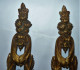 PAIRE LOT DE 2 ANCIEN GROS FRONTON EN BRONZE CISELE DECOR  FEUILLE BE - Brons