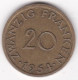 Sarre, Protectorat Français , 20 Franken 1954, Bronze-aluminium, KM# 2 - 20 Francos