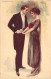 ILLUSTRATEURS SIGNES - Un Couple Se Tient Les Mains - Costume - Longue Robe - Signés T Corbella - Carte Postale Ancienne - Corbella, T.