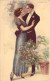 ILLUSTRATEURS SIGNES - Un Couple En Lassé Se Regarde - Bouquet De Fleur - Signés T Corbella - Carte Postale Ancienne - Corbella, T.