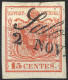 O Salò, Cor. Punti 9, Su 15 Cent. Rosso I Tipo Carta A Mano, Del 2.11.1850, Sass. 3 / 495,- - Lombardo-Vénétie