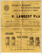 71-Saône Et Loire *  MACON - Document Publicitaire P.LAMBERT De 1909 + Bande D'affranchissement - Trés Propre -* - Alcohols