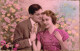 COUPLE - Mode - Robe Rose à Carreaux - Cravate Jaune - Blonde - FANTAISIE - Carte Postale Ancienne - Couples