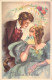 COUPLES - Fantaisie - Bonne Année - éventail - Distingués  - Carte Postale Ancienne - Couples