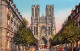 CPA - France - 51 - La Cathédrale De Reims Et Rue John Rockefeller - Carte Postale Ancienne - Reims
