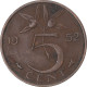 Monnaie, Pays-Bas, 5 Cents, 1952 - 5 Centavos