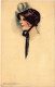 PC ARTIST SIGNED, MAUZAN, LADY IN A HAT, Vintage Postcard (b48659) - Mauzan, L.A.