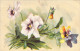 CPA - FANTAISIE - Illustration Non Signée - Fleurs - Pensées - CARTE POSTALE ANCIENNE - Flowers