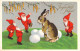 CPA - FANTAISIE - Illustration Non Signée D'un Lapin Au Milieu De Lutins Rouges - CARTE POSTALE ANCIENNE - Chiens