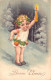 NOEL - Nouvel An - Illustration - Enfant En Chaussons Dans La Neige - Carte Postale Ancienne - Neujahr