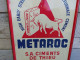 Ancienne Plaque Tôle Publicitaire Metaroc Ciment De Thieu Bruxelles 1956 - Andere & Zonder Classificatie