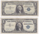 2 Billets De 1 Dollar 1957 Série A, Circulés - Silver Certificates (1928-1957)