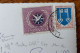 Affranchissement Mixte Espagne-France Blason Mont De Marsan Oblitéré En Espagne Taxe Manuscrite Pour Grenoble - 1941-66 Coat Of Arms And Heraldry