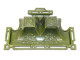 -ANCIEN ENCRIER DOUBLE ART DECO FONTE EMAILLEE VERTE 2 GODETS VERRE BUREAU   E - Encriers