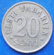 ESTONIA - 20 Senti 1992 KM# 23 Kroon Coinage (1991- 2010) - Edelweiss Coins - Estland