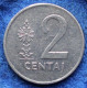 LITHUANIA - 2 Centai 1991 KM# 86 Republic (1991-2014) - Edelweiss Coins - Lituania