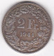 Suisse. 2 Francs 1941 B, En Argent, KM# 21 - 2 Francs