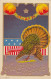 Thanksgiving Greetings, Patriotic Theme Turkey Pumpkins And US Flag Bunting, C1900s Vintage Embossed Postcard - Thanksgiving