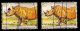 WILDLIFE- RHINOCEROS- 2 UNIQUE ERRORS- FRAME SHIFT- PERFORATION SHIFT- INDIA-2015-FU-IE-79 - Rhinoceros