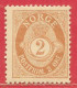 Norvège N°47A 2ö Jaune-brun (dentelé 14,5x13,5) 1894-1907 * - Unused Stamps