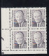 Sc#2189, Hubert H Humphrey, Great American Series 52-cent Plate # Block Of 4 MNH 1991 Issue - Plattennummern