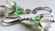 Boucles D'oreilles Fleurs Verre Murano, Blanc Translucide, Boutons De Roses, Verre Filé Au Chalumeau, Bijou De Créateur, - Ohrringe