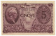 5 LIRE BIGLIETTO STATO ATENA LUOGOTENENZA PRIMA SERIE 0001 23/11/1944 SUP+ - Regno D'Italia - Altri