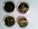 4 Medaillen/Münzen, USA Quarter Dollar, Delaware 1787/New Yersey 1787/New York 1788/California 1850, Vergoldet - Numismatik