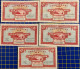 MACAU 1946 BNU 10 AVOS PICK#36a X 5 W/ALL 5 PREFIX A,B,C,D,E. V\F. WITH FOLDS, NO HOLES - Macau