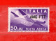 (Riz) TRIESTE A **- POSTA AEREA. Lire. 50. Unif. A22A.  MNH**. - Luftpost