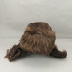 Vintage Hat With Ear Flaps Dark Brown Artificial Leather  #0286 - Copricapi