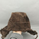 Delcampe - Vintage Hat With Ear Flaps Dark Brown Artificial Leather  #0286 - Casques & Coiffures