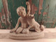 Sculpture Terre Cuite Enfant Jouant Avec Son Chien Ca1920 Signée Bohumil Rezl - Andere & Zonder Classificatie