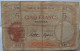 NEW CALEDONIA Noumea 5 Francs 1926 / Bank Of IndoChina / Circulated / 5 Small Marginal Tears + 1 In The Center / RARE - Indochina