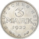 Monnaie, Allemagne, République De Weimar, 3 Mark, 1922, Berlin, SUP, Aluminium - 3 Mark & 3 Reichsmark