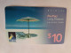 BERMUDA  $10,-,-NORTH ROCK   BERMUDA / PARASOL ON BEACH /  3/2005/   PREPAID CARD  Fine USED  **14794** - Bermudes