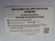 GREAT BRITAIN   20 UNITS   / EURO COINS/ BILJET 500 EURO    (date 09/98)  PREPAID CARD / Used      **14827** - Verzamelingen