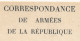 CPFM Officielle - Correspondance Des Armées De La République, Drapeaux Stern Pour Civils Mod B, Variété "de Armées..." - Lettres & Documents